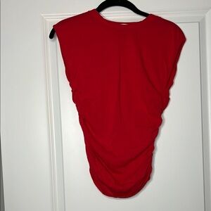 Zara Red Ruched Muscle Tee
